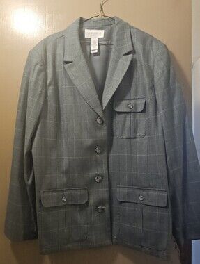 Liz Claiborne Womensc Gray Windowpane Sport Coat With Pants